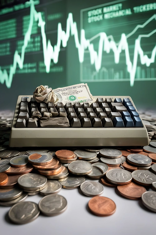 Nota adhesiva con un billete de dólar sobre un teclado, recordando anotar los movimientos de dinero para fines fiscales