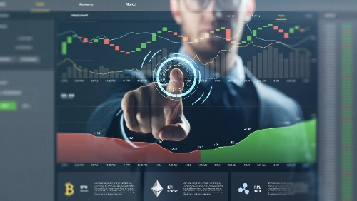 Trader analizando el tamaño de posición en una pantalla virtual de trading