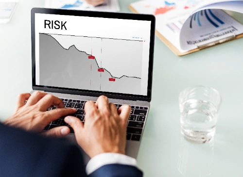 Gráfico de análisis financiero representando la relación riesgo recompensa en trading