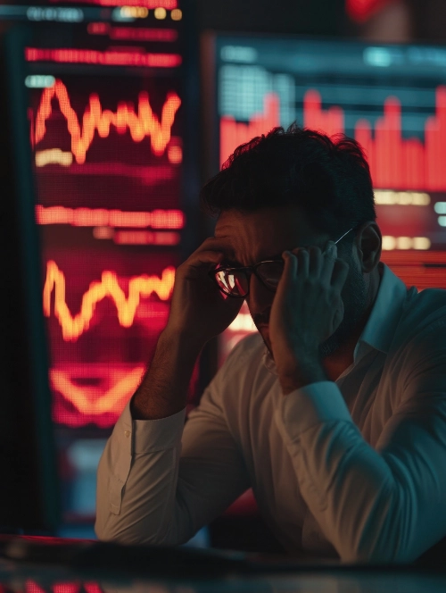 Trader revisando el móvil antes de decidir si cubrir una operación con hedging