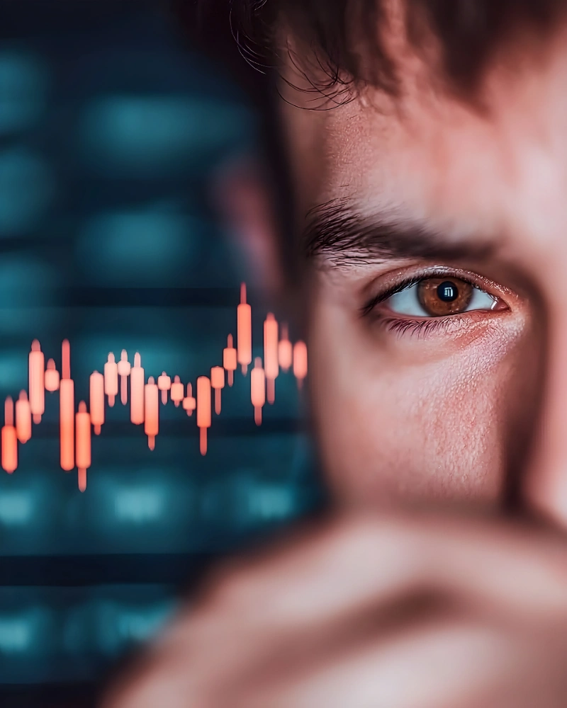 Enfoque intenso en tendencias del mercado de valores con gráficos